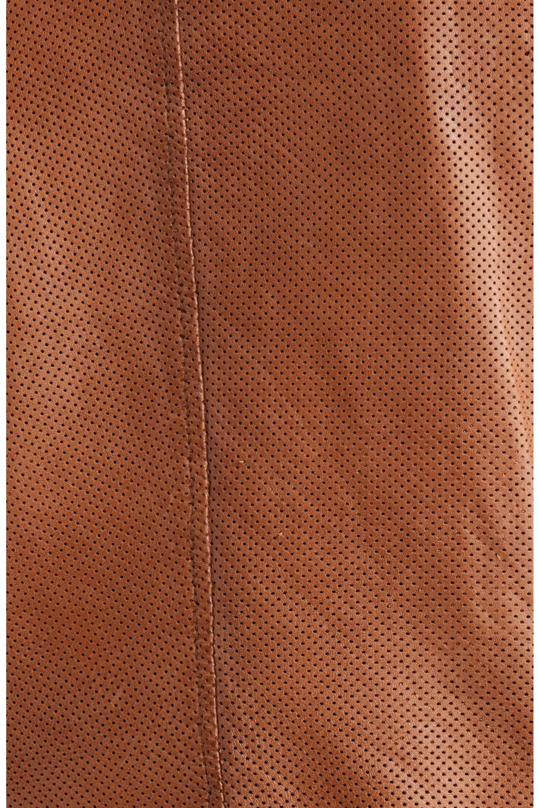 Athena Perforated Leather Jacket, Alternate, color, COGNAC