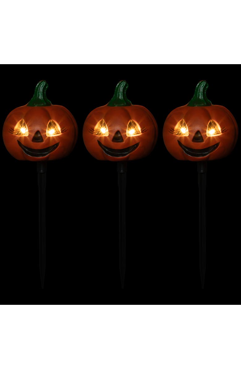 Northlight LED Lighted Jack-O-Lantern Outdoor Halloween Pathway Markers - 14.5" - Set of 3, Alternate, color, 