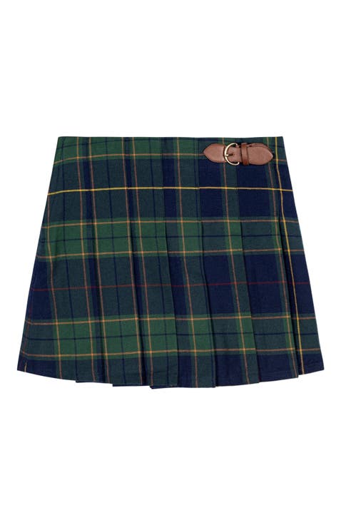 Girls' Organic Pleated Buckle Skirt, Toddler