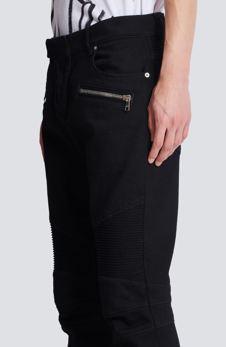 Balmain Denim Biker Pants, Alternate, color, 0Pa Black