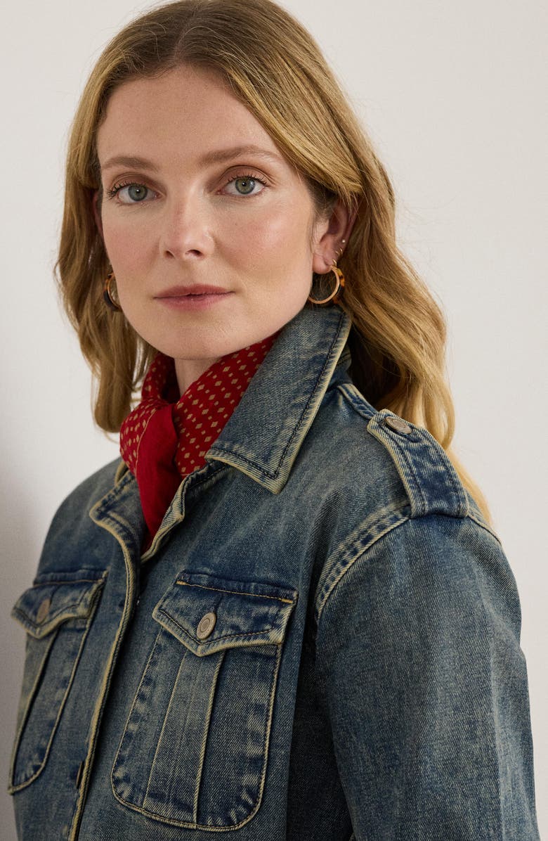 Lauren Ralph Lauren Belted Denim Field Jacket, Alternate, color,