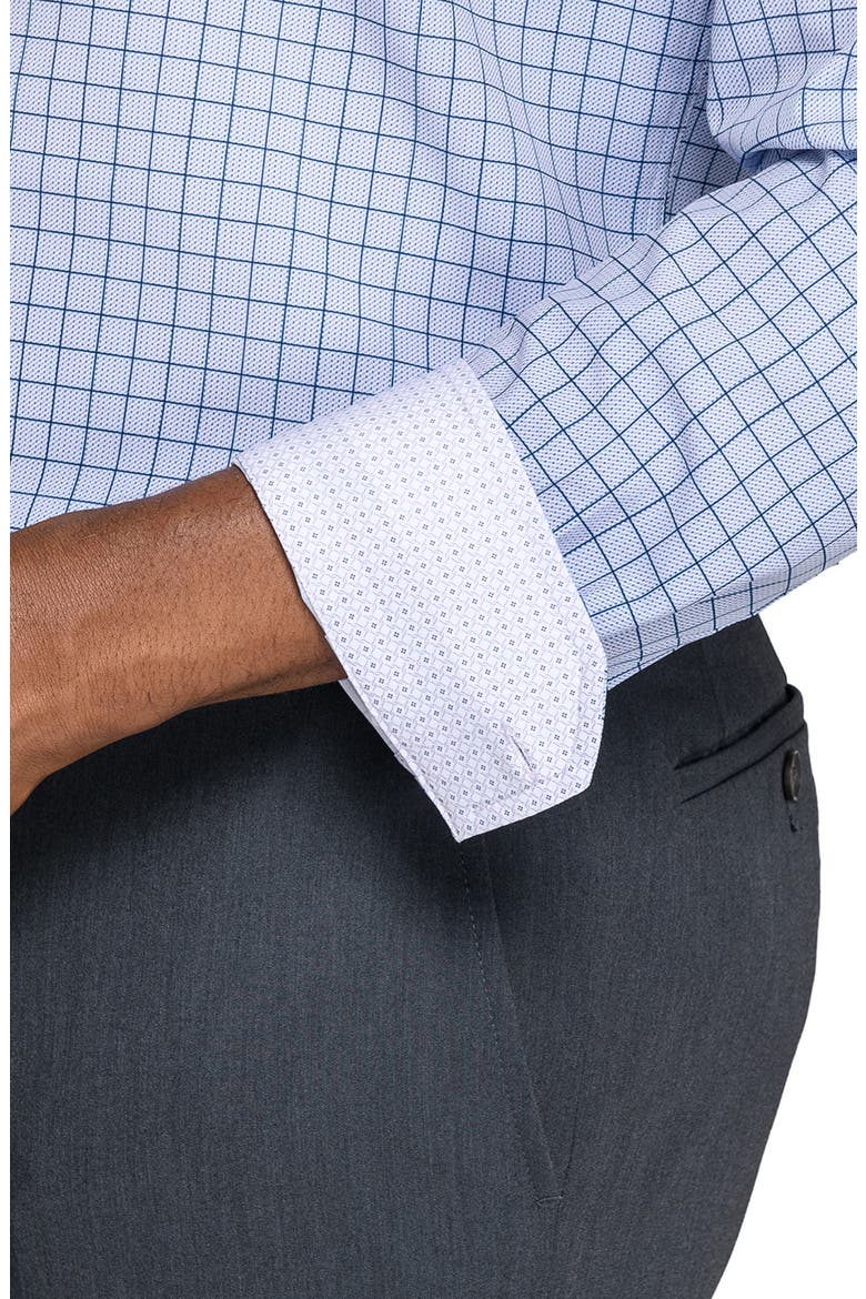 Regular Fit Blue Check Performance Dress Shirt, Alternate, color, WHITE/ BLUE