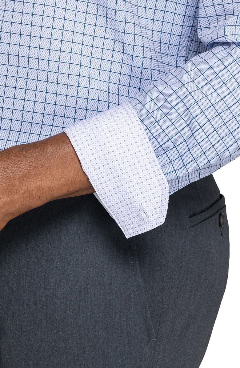 W.R.K Regular Fit Blue Check Performance Dress Shirt, Alternate, color, White/ Blue