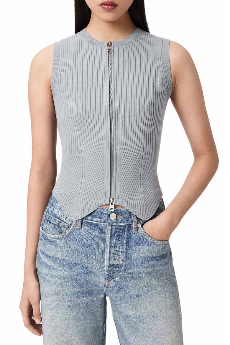 Cruz Rib Knit Sweater Vest, Main, color, STEEL BLUE