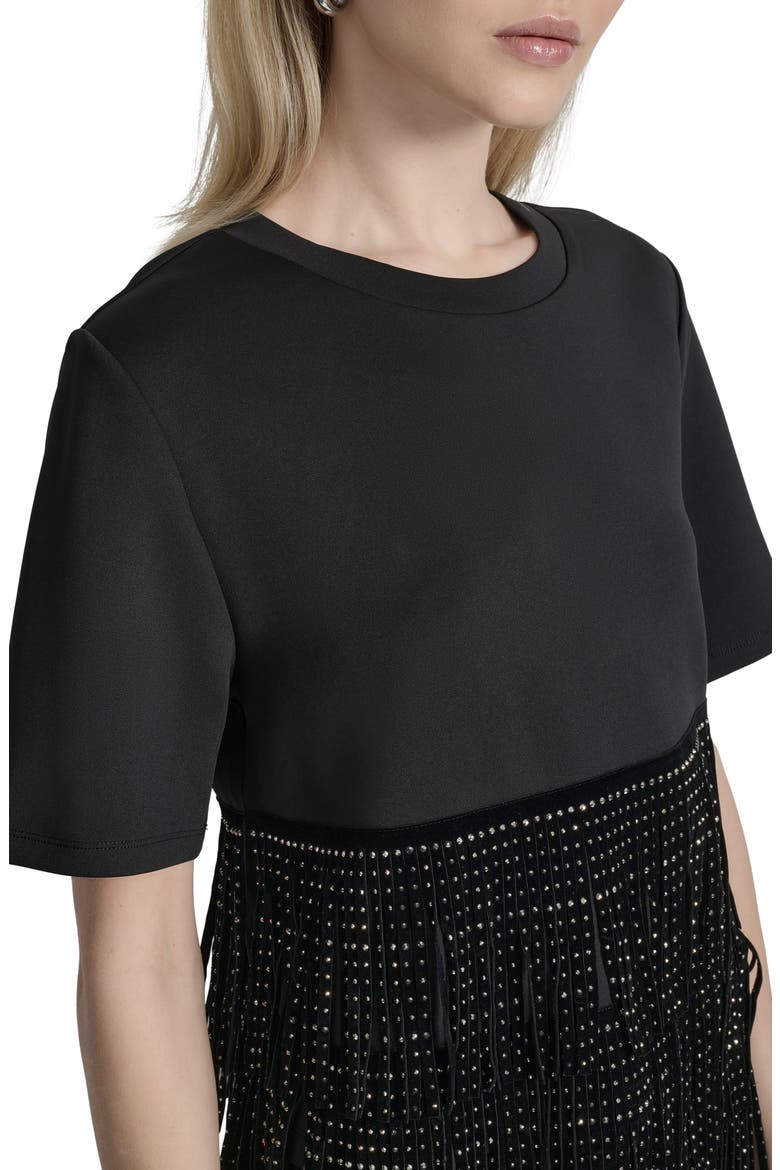 Stud Fringe T-Shirt, Alternate, color, BLACK