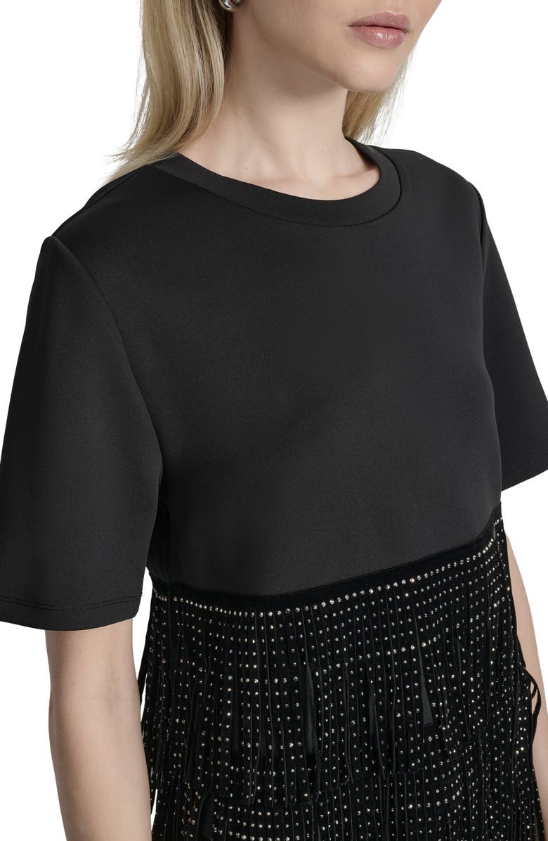 DKNY Stud Fringe T-Shirt, Alternate, color, Black