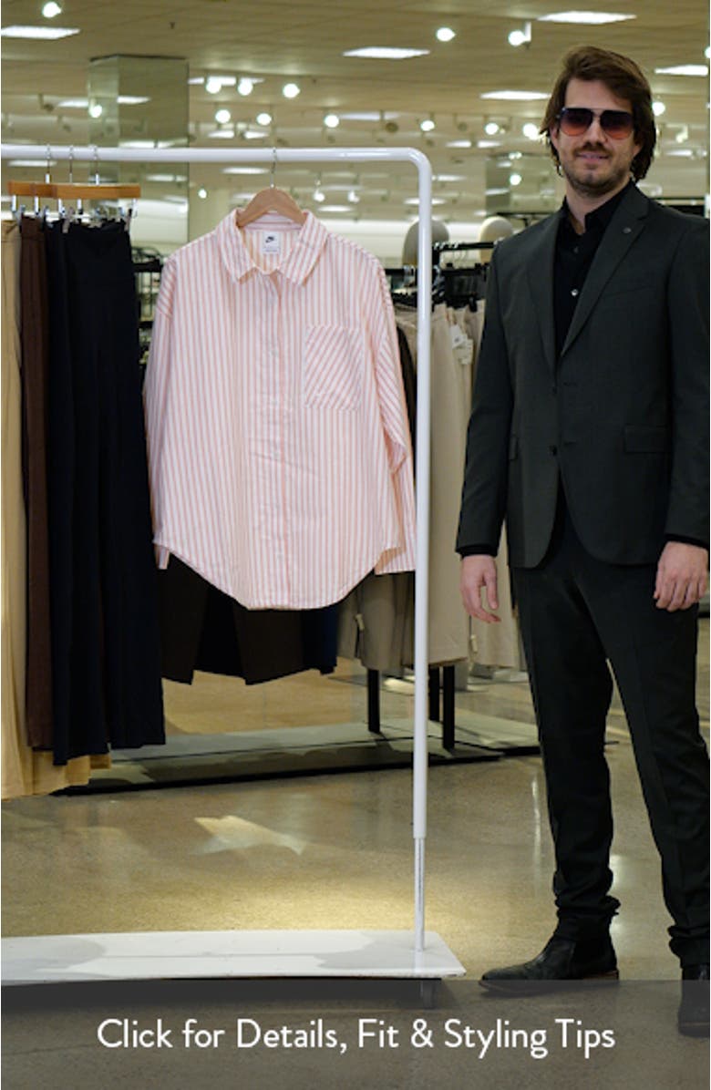 Sportswear Oversize Stripe Cotton Button-Up Shirt, sales video thumbnail