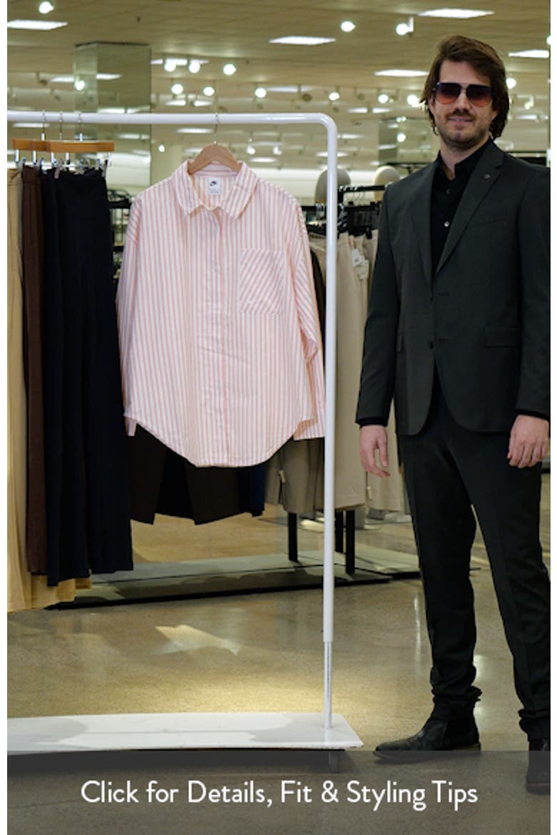 Sportswear Oversize Stripe Cotton Button-Up Shirt video