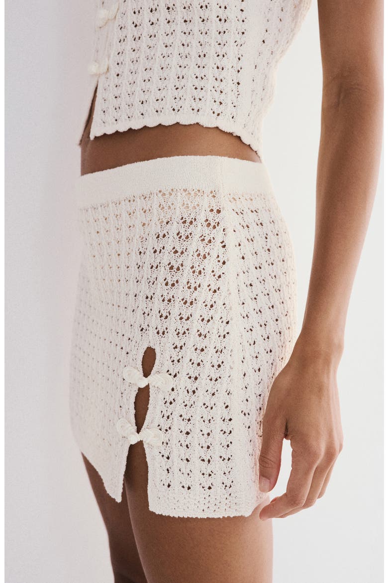 Openwork Knit Miniskirt, Alternate, color, ECRU