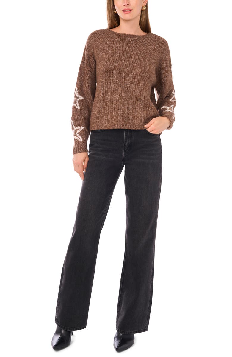 Halogen<sup>®</sup> Cozy Star Sleeve Sweater, Alternate, color, Dusty Brown Heather