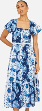 Yumi Floral Belted Midi Dress