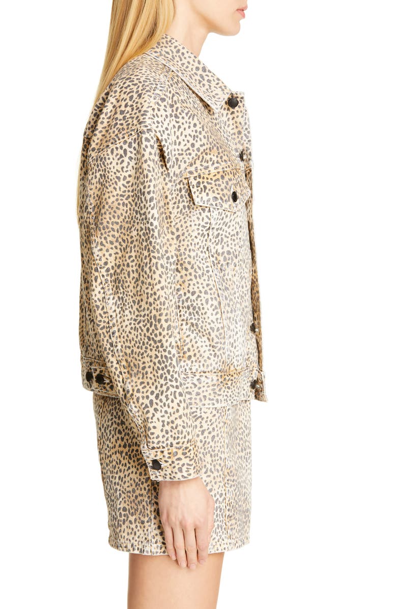 Denim x Alexander Wang Game Cheetah Print Denim Jacket, Alternate, color, 