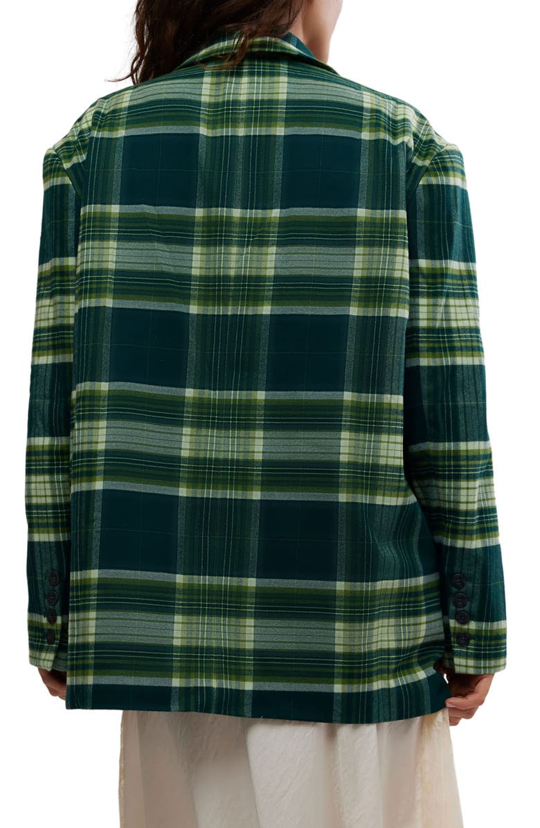 Free People Reggie Oversize Blazer, Alternate, color, Green Combo