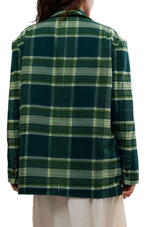 Free People Reggie Oversize Blazer In Green Combo