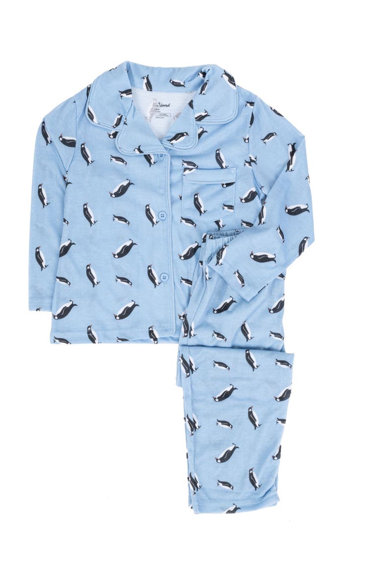 Blue Penguin 2-Piece Button Down Pajama Set, Alternate, color, BLUE