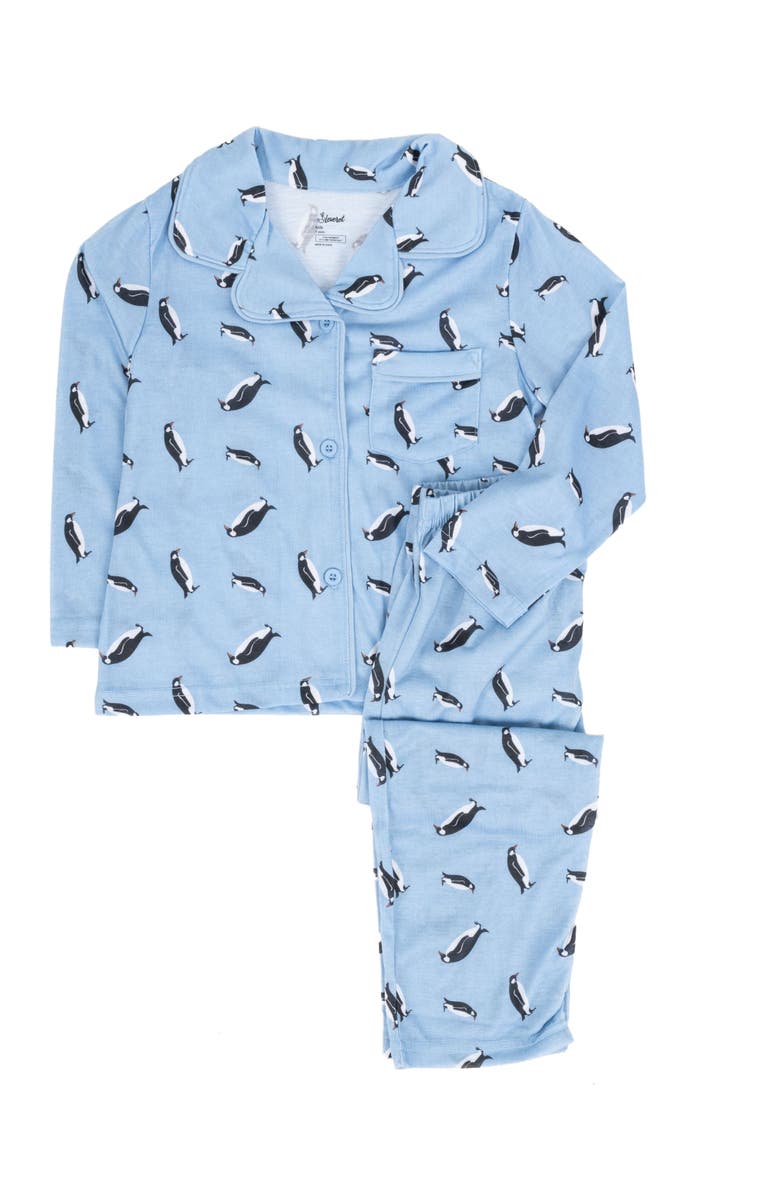 Leveret Kids Button-Front Flannel Printed Holiday Pajama Set, Alternate, color, Penguin