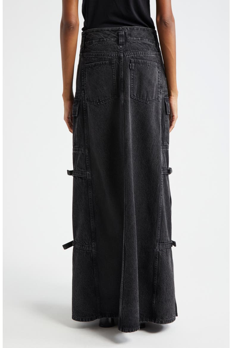 Utility Denim Maxi Skirt, Alternate, color, WASHED BLACK
