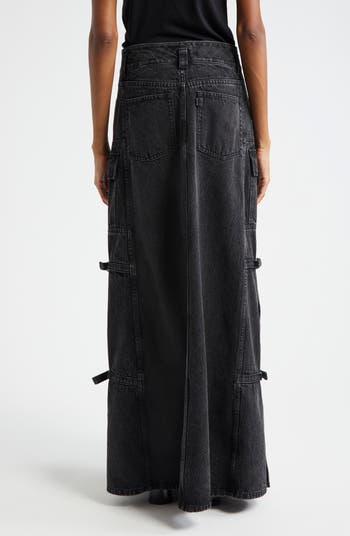Utility Denim Maxi Skirt