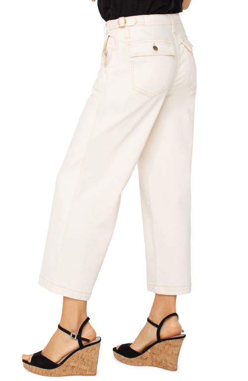 Liverpool Los Angeles Button Tab High Waist Crop Wide Leg Pants In Seaside Dunes