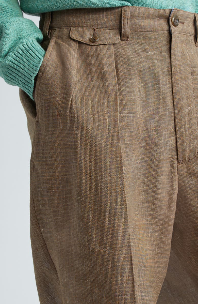 BEAMS Pleated Tapered Leg Linen Blend Pants, Alternate, color, 