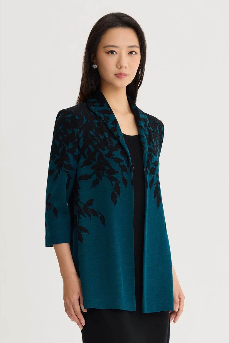 Floral Cascade Flat Knit Jacket, Alternate, color, Deep Teal