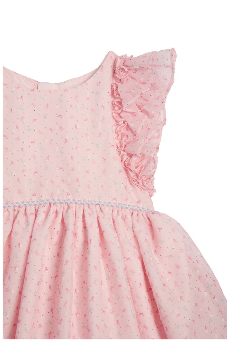 Kids' Bow Print Ruffle Sleeve Dress, Alternate, color, PINK