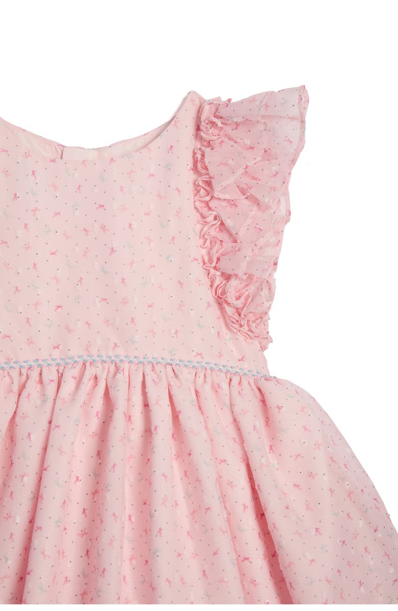 Pippa & Julie Kids' Bow Print Ruffle Sleeve Dress, Alternate, color, Pink