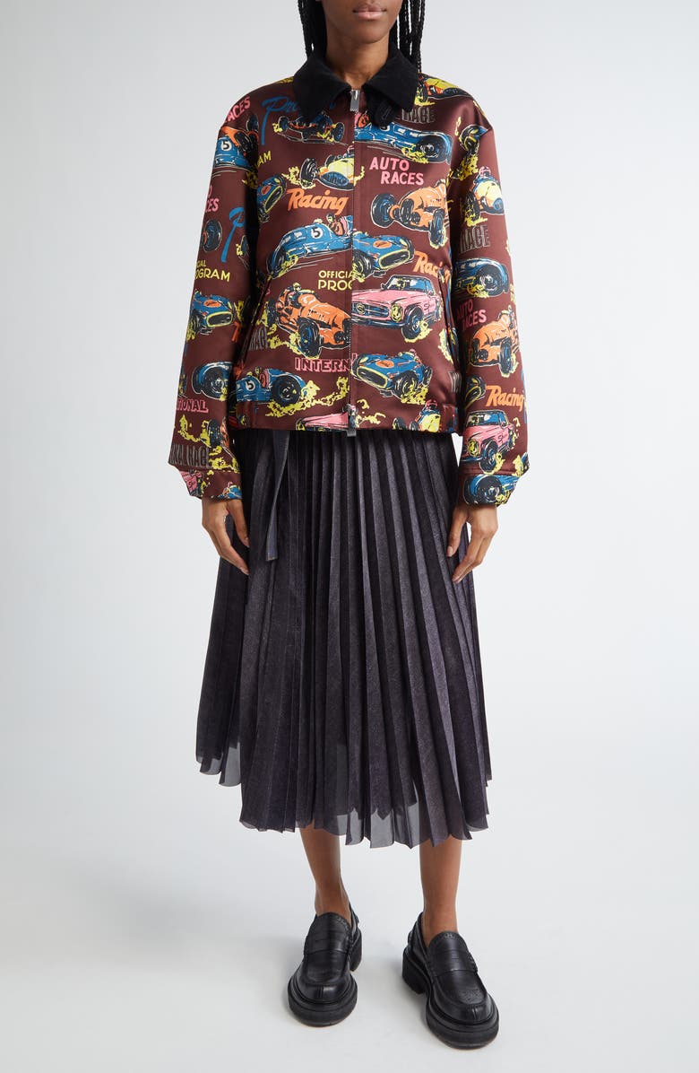 ジャケット・アウター sacai Car Race Tropical Print Blouson Sacai Car Race & Tropical Print Satin Jacket | Nordstrom