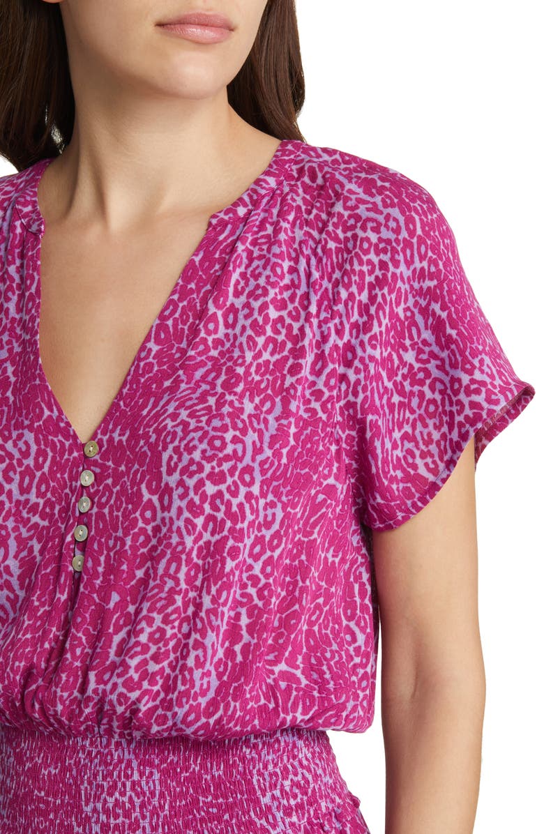 Rails Karla Leopard Print Tiered Dress, Alternate, color, Magenta Cheetah