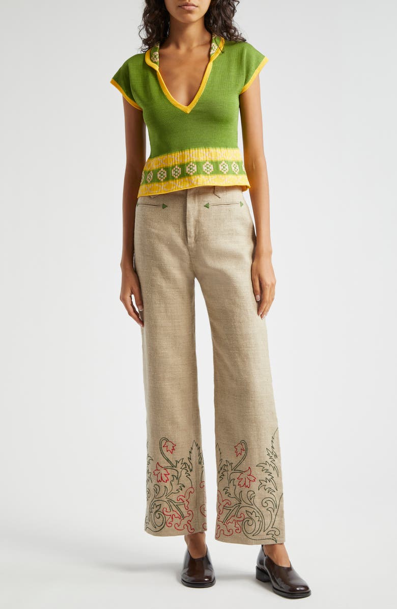 Bode Wellfleet Cotton Jacquard Polo Sweater, Alternate, color, 