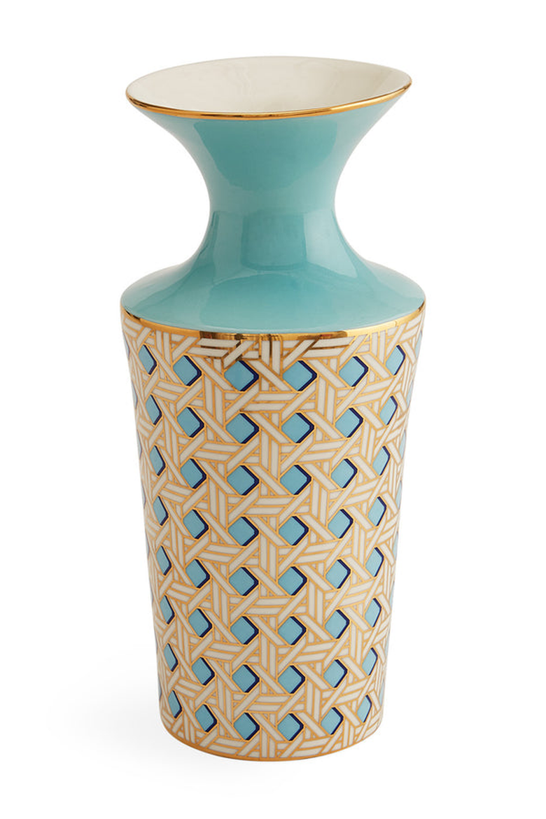 Basketweave Cuff Vase, Main, color, Teal / Gold