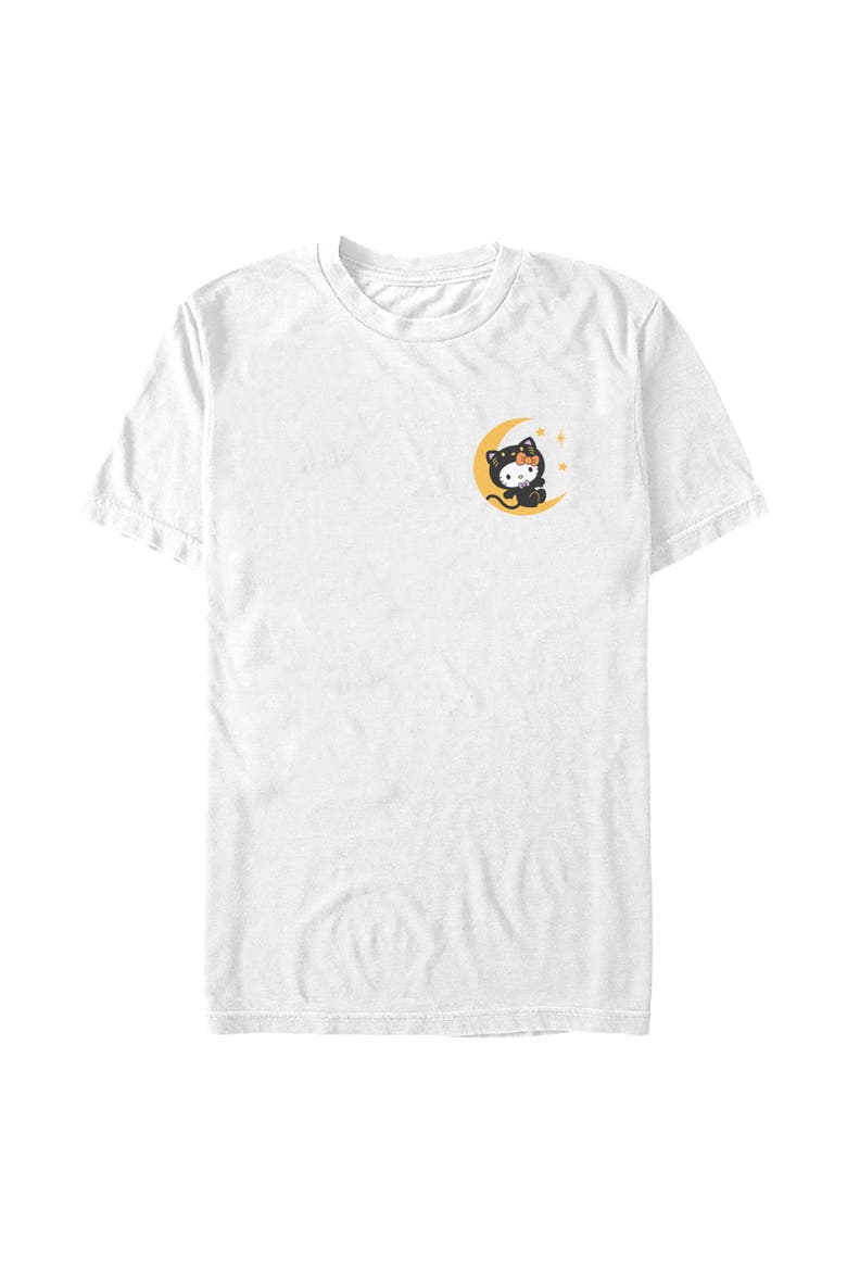Mens Hello Kitty Black Cat Costume Party T Shirt, Main, color, White