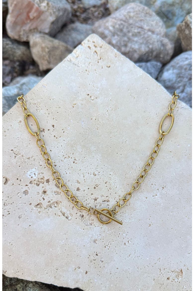 Oval Link Station Necklace, Alternate, color, GOLD