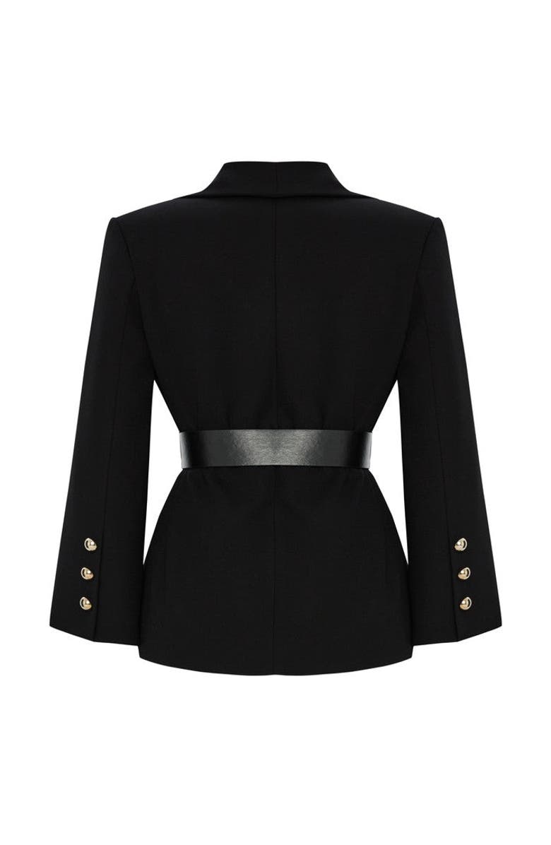 Exquise Armida Belted Jacket, Alternate, color, Black