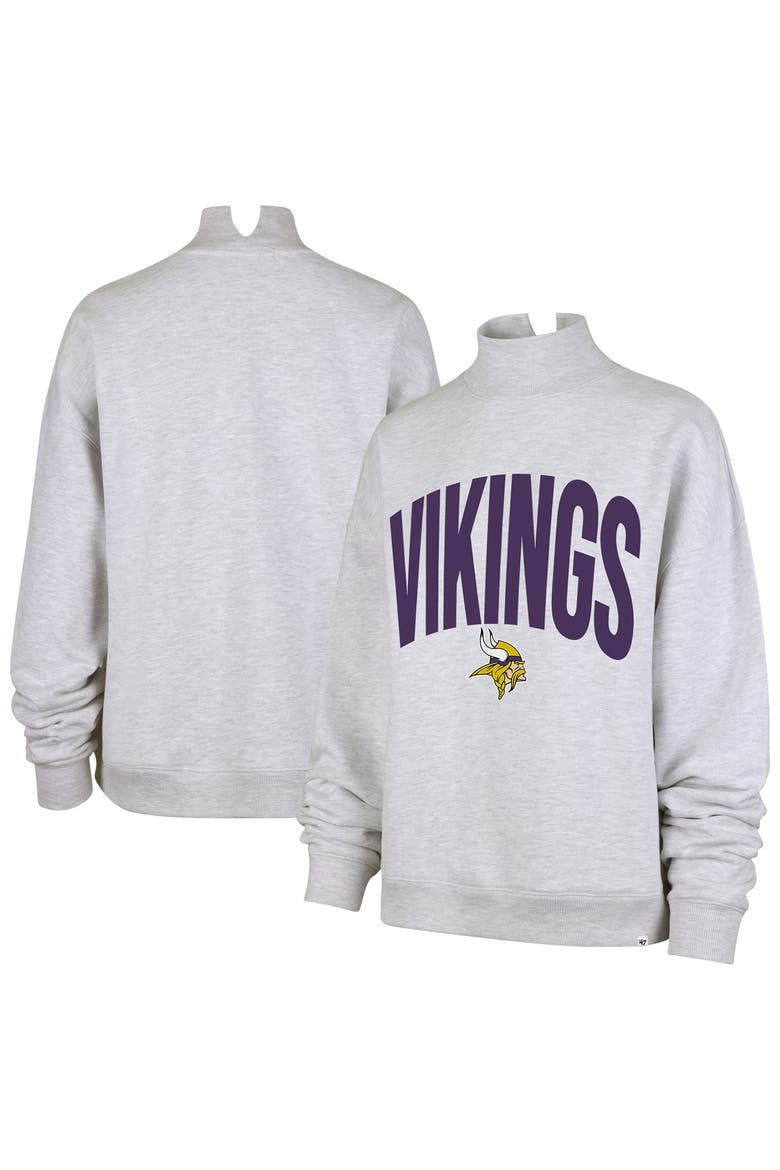 Women's '47  Gray Minnesota Vikings Subtle Muse Mock Neck Sweatshirt, Main, color, Gray