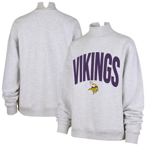 Women's '47  Gray Minnesota Vikings Subtle Muse Mock Neck Sweatshirt