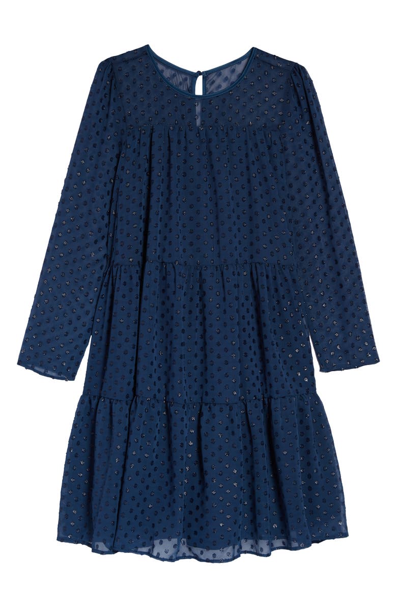 Us Angels Kids' Burnout Metallic Chiffon Long Sleeve Dress, Main, color,