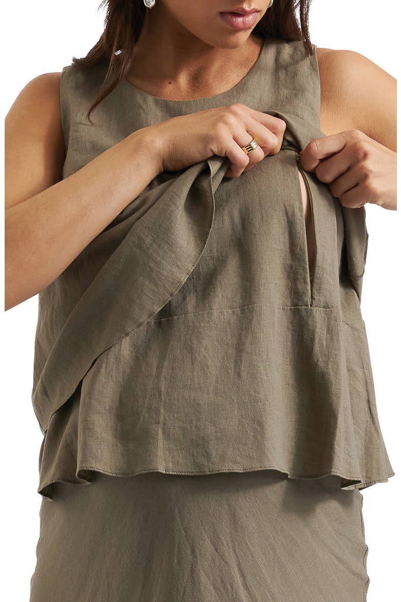 Peyton Linen Nursing Top, Alternate, color, OLIVE