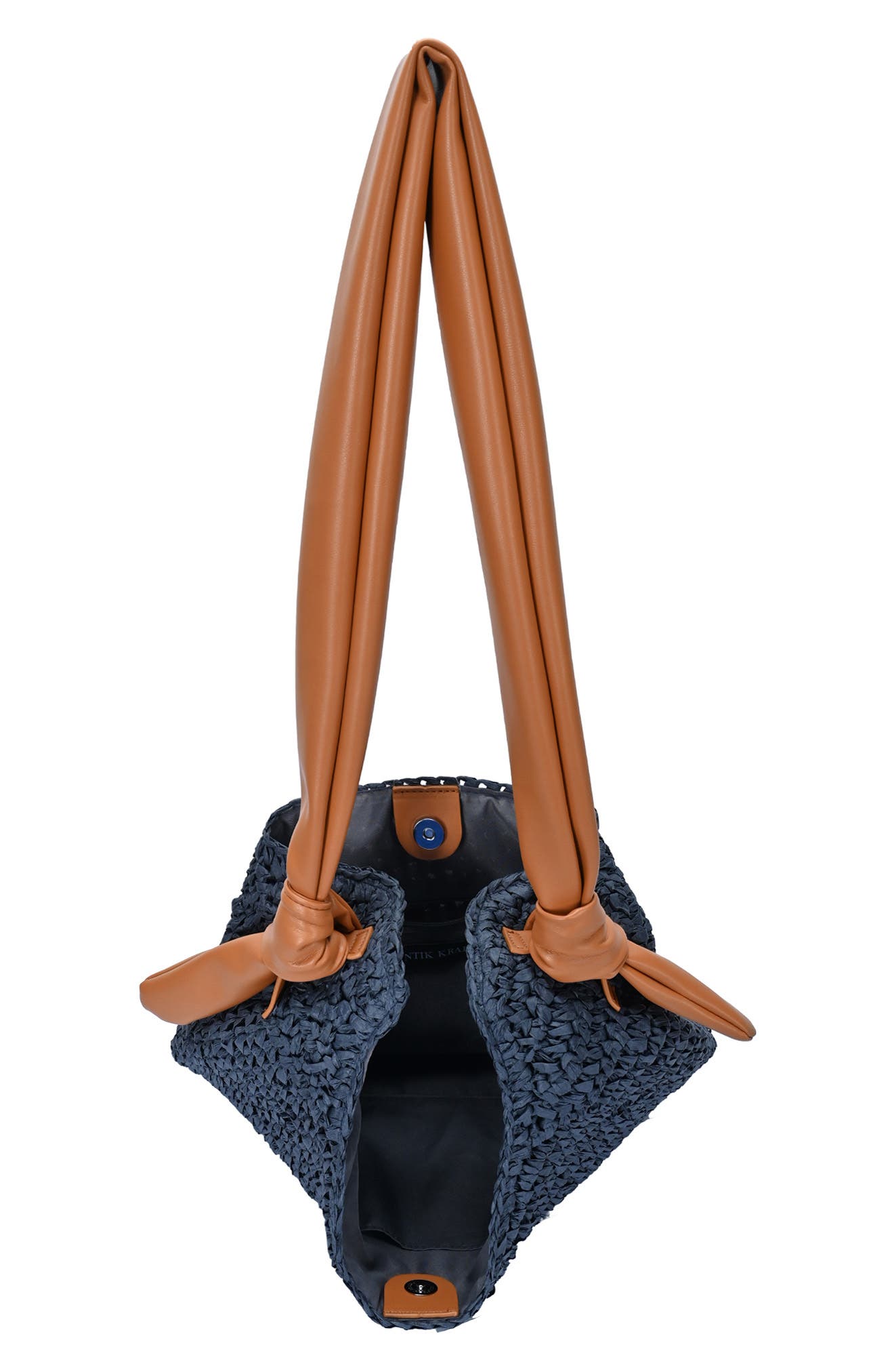 Straw Hobo with Faux Leather Trim, Alternate, color, BLUE-CAMEL