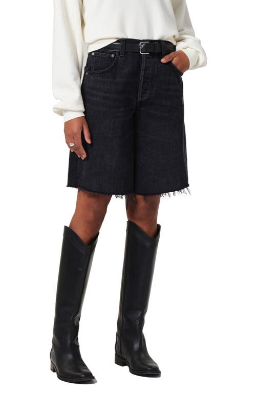 Citizens Of Humanity Ayla Denim Knee-length Shorts In Voila (washed Black)