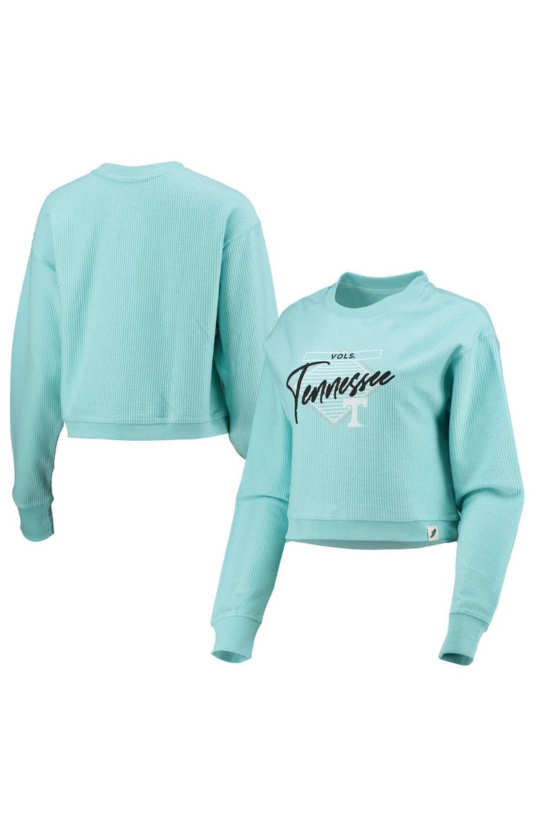 LEAGUE COLLEGIATE WEAR Women's League Collegiate Wear Light Blue Tennessee Volunteers Corded Timber Cropped Pullover Sweatshirt, Main, color,