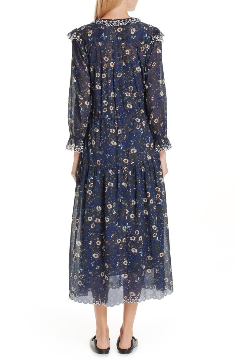 Isabel Marant Étoile Eina Floral Print Midi Dress, Alternate, color, 