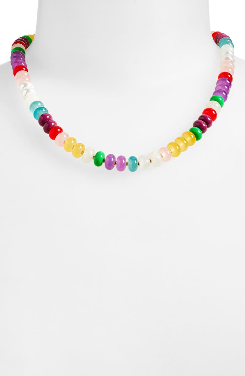 Leith Multicolor Beaded Necklace, Alternate, color, Rainbow Multi- Gold