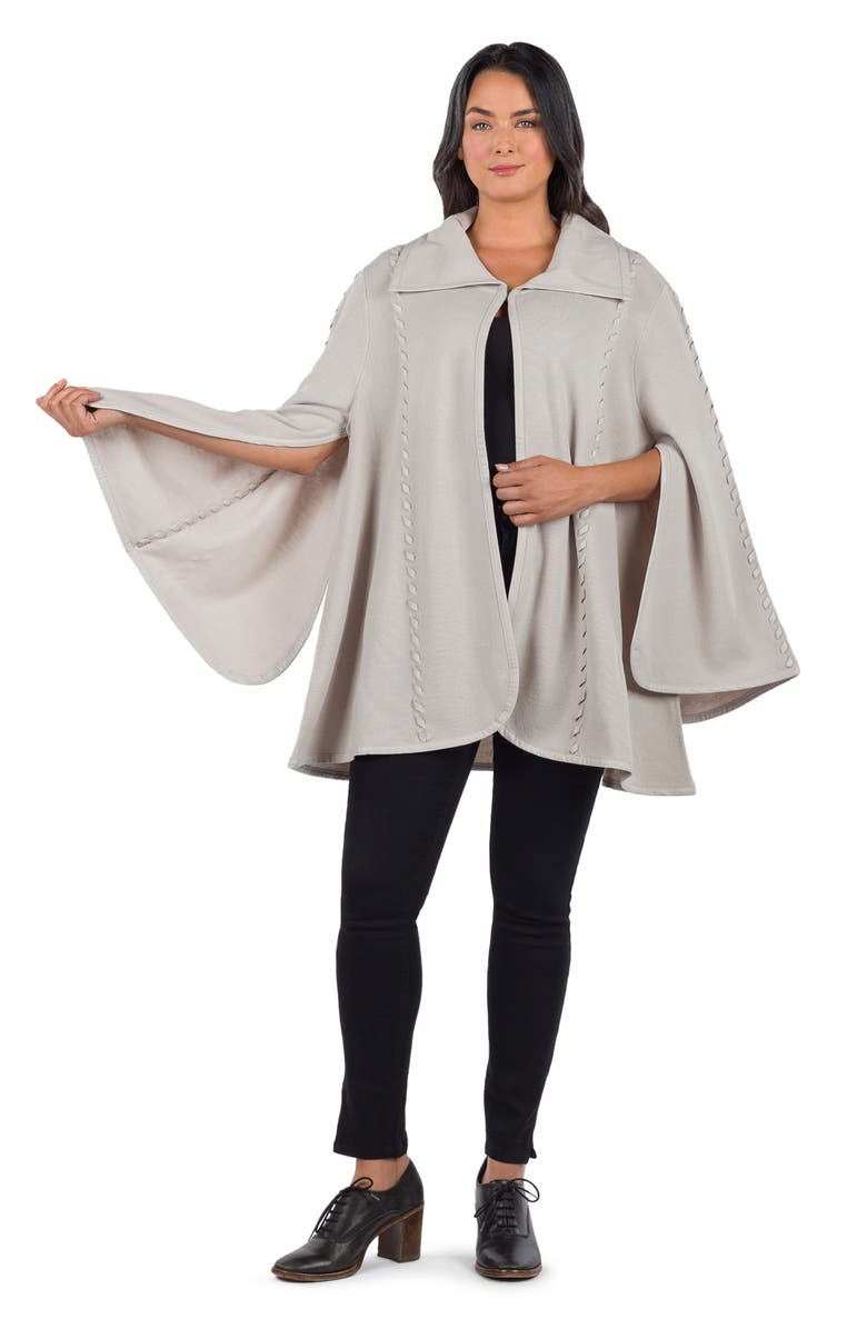 Patricia Nash Faux Leather Stitch Cape, Alternate, color, Stone