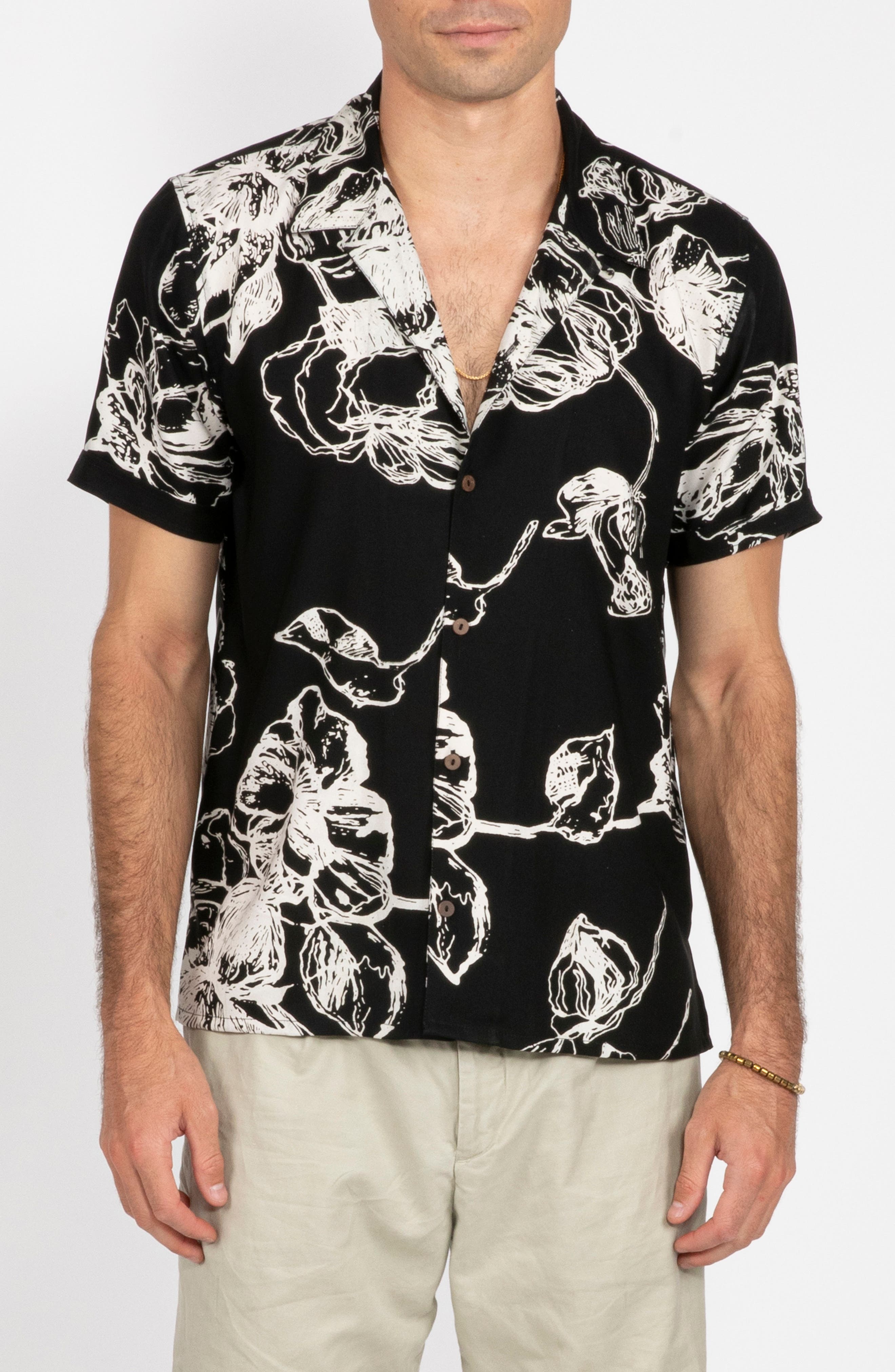 Raga Floral Print Short Sleeve Button-Up Shirt (Men) | Nordstromrack