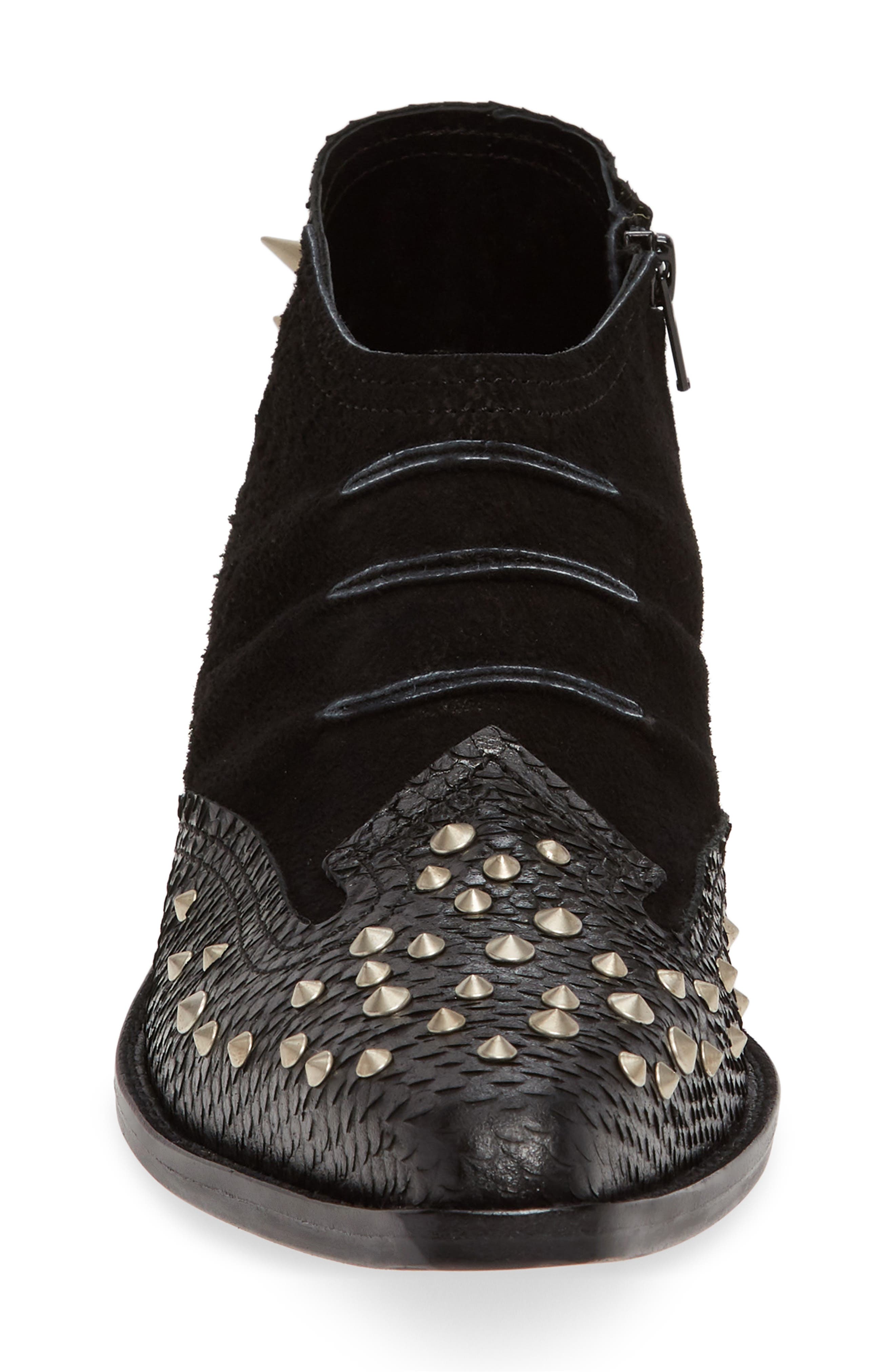 Ankle Cowboy Boot, Alternate, color, BLACK