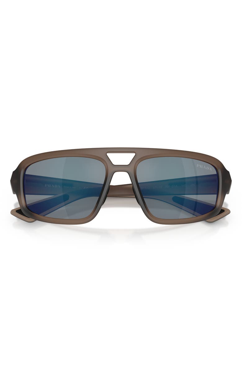 Prada Linea Rossa 57mm Mirrored Irregular Sunglasses, Alternate, color, Brown / Dark Grey Blue/ Red