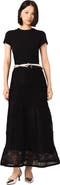 maje Embroidered Basket-weave Knit Skirt