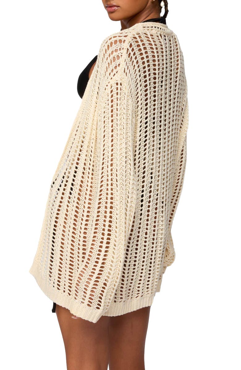 EDIKTED Darcee Oversize Open Stitch Cardigan, Alternate, color, Cream