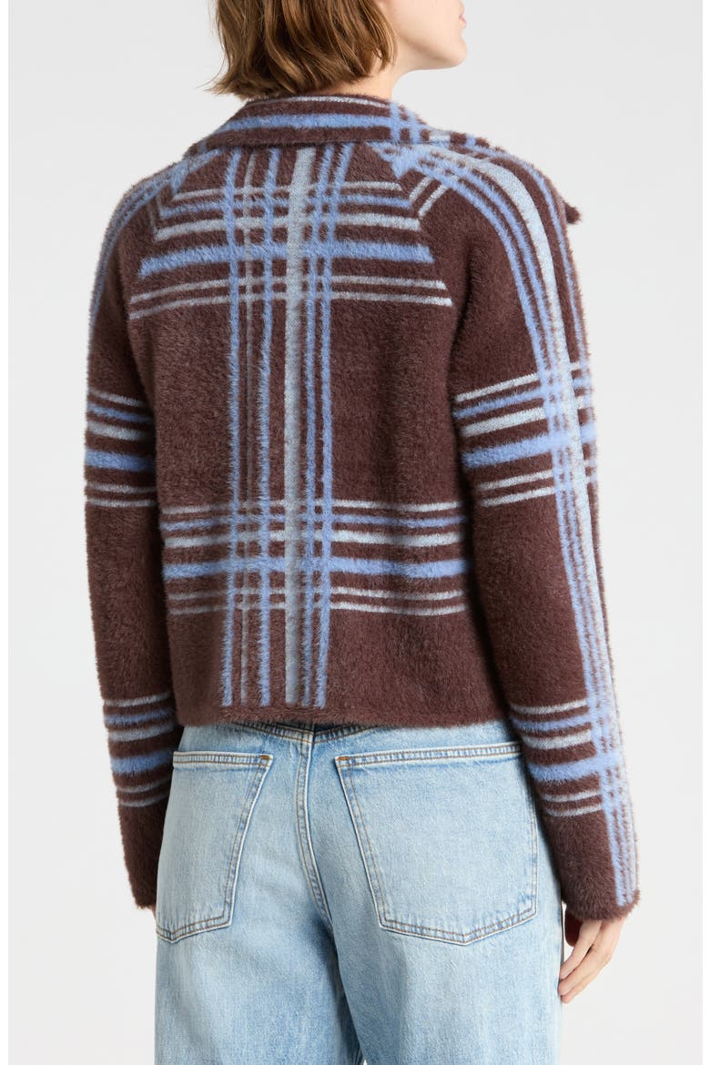 Plaid Double Breasted Sweater Jacket, Alternate, color, DARK CHOCOLATE PLAID